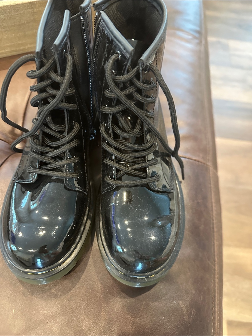 Dr. Martens Black Patent Lace-Up Boots